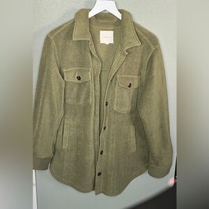 Thread & Supply Olive Oversized Soft Fleece Shacket Size Small-Large
